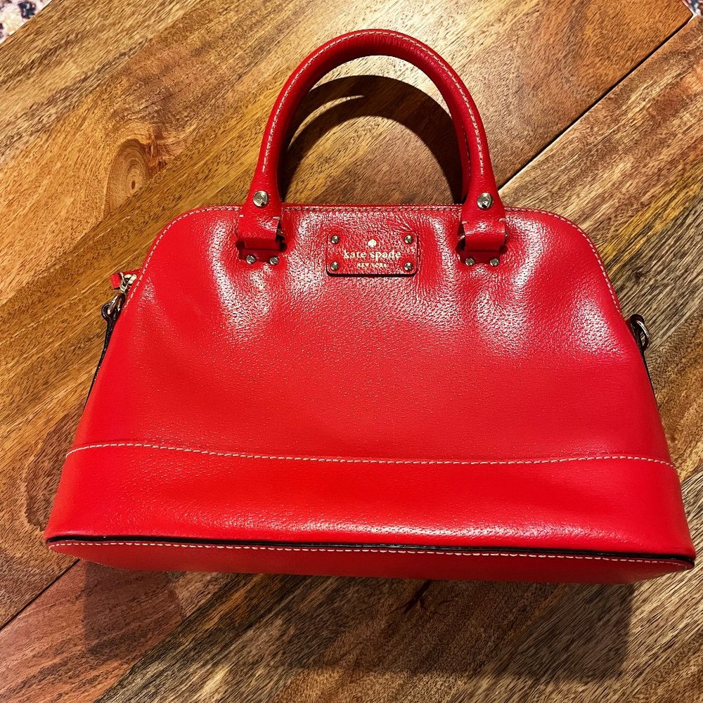 Kate Spade Wellesley Rachelle Leather Handbag Satchel - Hot Chili Red